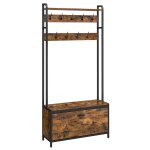 Meuble d entre avec banc 9 crochets et tagre 30 x 85 x 180 cm porte - manteaux vestiaire pour couloir ...