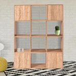 Meuble de rangement cube rudy 12 cases bois fa�on h�tre avec portes