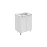 Meuble sous vasque porcher ulysse + 60 cm 2 portes blanc brillant avec lavabo