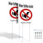 Mevronisshop - lot de 2 panneaux interdits pour chien avec piquet et 4 trous pr� - perc�s - peut egalement ...