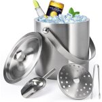 Mevronisshop - 2l rcipient a glaons, seau a glace en acier inoxydable isol a double paroi avec couvercle, ...