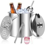 Mevronisshop - 3. 2 l seau a glace en acier inoxydable, seau a glaons en acier inoxydable avec couvercle, ...