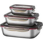 Mevronisshop - 3 pi�ces r�cipients alimentaires en acier inoxydable avec couvercles herm�tiques bo�tes ...