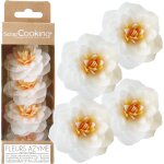 Mevronisshop - 4 cam�lias blancs en azyme - fleurs comestibles pour d�coration g�teau - d�co florale ...