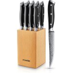 Mevronisshop - couteaux a steak, 8 pices couteaux de table avec bloc a couteaux, ensemble de couverts ...