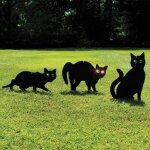 Mevronisshop - garden mile lot de 3 noir rev�tement poudre m�tal chat (oiseau, animal, renard humain ...