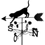 Mevronisshop - girouette chat, m�tal verni, 50 x 170 x 40 cm, noir