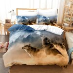 Microfibre housse de couette x fille doux confortable x cm linge de lit loup animaux housse de couette ...