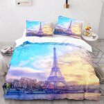 Microfibre parure housse de couette x cm doux confortable x cm parure lit personne fille paris tour eiffel ...