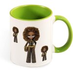 Mignon drole grands yeux lol perruque paillettes, 330 ml blanc noir grande tasse a cafe