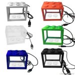 Mini aquarium j07 21 usb avec lampe led, eclairage pour la maison ou le bureau, d�coration de table a ...