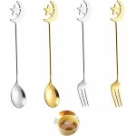 Mini cuillres a caf 4 pices cuillre fourchette a dessert cuillre a caf fourchette a fruits ensemble ...
