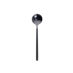 Mini cuillre a caf en acier inoxydable - cuillre a dessert ronde de 17cm, noir noir