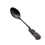 Mini cuillre a caf en acier inoxydable - manche long rose flower design, or noir or