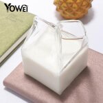 Mini pichet a lait en verre de 300ml, 1 pice, mini pichet cratif en forme de carton, pour boire du ...