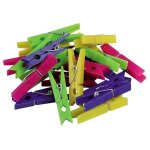 Mini pinces a linge - plastique - coloris assortis - 32mm de longueur - solveig