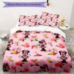 Minnie mouse motif floral fond rose imprime ensemble de literie housse de couette taie d'oreiller decoration ...