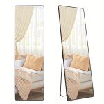 Miroir int�gral, 165 x 50 cm, miroir rectangulaire sur pied, grand miroir � poser au sol, cadre en alliage ...