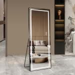 Miroir int�gral, miroir pied 163�54 cm avec lumi�re led, dimmable 3 couleurs, cadre aluminium, anti ...