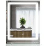 Miroir lumineux led 43w antibu� r�glable interrupteur tactile �tag�re int�gr�e 60l x 14p x 80h cm