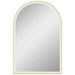 Miroir lumineux led arqu� de salle de bain 90 x 60 cm - tactile, r�glable, anti - bu�e - alu dor�