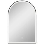 Miroir lumineux led arqu� de salle de bain 90 x 60 cm - tactile, r�glable, anti - bu�e - alu noir