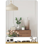 Miroir mural 80 x 60 cm avec �tag�re bois cadre en m�tal noir