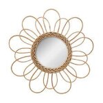 Miroir mural fleur en rotin d 38 cm