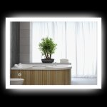 Miroir mural lumineux led de salle de bain - 80 x 60 cm - avec 3 couleurs, luminosit� r�glable interrupteur ...