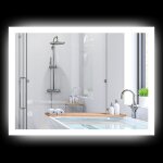Miroir mural lumineux led de salle de bain - 80 x 60 cm - avec 3 couleurs, luminosit� r�glable interrupteur ...