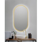 Miroir mural ovale led bord dore 50x90 cm b - 950