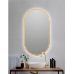 Miroir mural ovale led bord dore 50x90 cm b - 950 + interupteur tactile