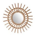Miroir mural soleil en rotin d 30 cm