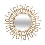 Miroir mural soleil en rotin d 50 cm