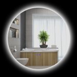 Miroir rond lumineux led de salle de bain 60 cm avec �clairage interrupteur tactile syst�me antibu�e ...