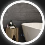 Miroir rond lumineux led de salle de bain Ø 70 cm mural avec �clairage 3 couleurs interrupteur tactile ...