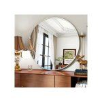 Miroir rond mural argent� 91 cm en aluminium, design minimaliste et moderne pour salle de bain, chambre ...