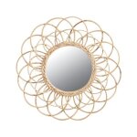 Miroir en rotin fleur