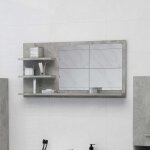 Miroir de salle de bain 90x10, 5x45 cm, gris b�ton, bois contreplaqu�, montage mural, design