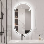 Miroir de salle de bain, miroir intelligent mural anti - explosion 60�90cm, 3 couleurs lumi�re, tactile, ...