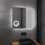 Miroir salle de bain led auto - �clairant 80x70x4cm - atmosphere plus