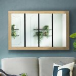 Miroir verri�re 4 bandes cadre bois design industriel 110x70 cm