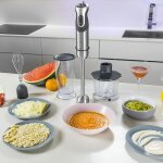 Mixeur plongeant xl 1000w avec 3 accessoires gris noir