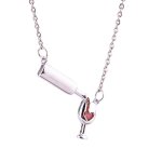 Mode femmes bouteille de vin tasse faux rubis incrust pendentif collier bijoux cadeau argent