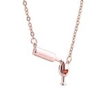 Mode femmes bouteille de vin tasse faux rubis incrust pendentif collier bijoux cadeau or rose
