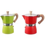 Moka expresso italien en aluminium, 2 pièces, filtre, poêle, 3 tasses, rouge et vert Moka expresso italien en aluminium, 2 pièces, filtre, poêle, 3 tasses, rouge et vert