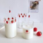 Moonbiffy - tasse en verre nordique mignonne harvey avec paille, tasse a eau transparente cr�ative, verre ...