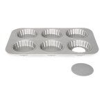 Moule 6 tartelettes acier revêtu fond amovible 10 cm patisse Moule 6 tartelettes acier revêtu fond amovible 10 cm patisse