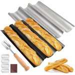 Moule a baguette, 2 pices moules a baguettes pour 3 baguettes avec couteau de boulanger, plaque de cuisson ...