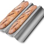 Moule a baguette antiadhsif, plaque a baguette, plaque a 3 baguettes avec perforations